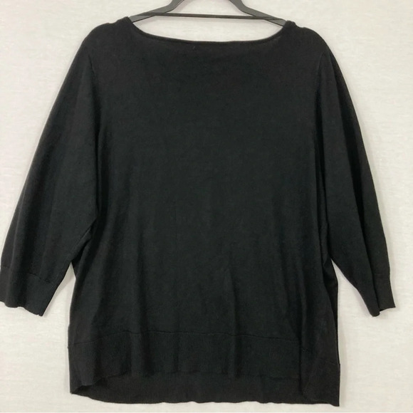 New Cable & Gauge Embellished Black Soft Stretch Knit Crew Neck Cut Out Top 1X - Picture 8 of 9